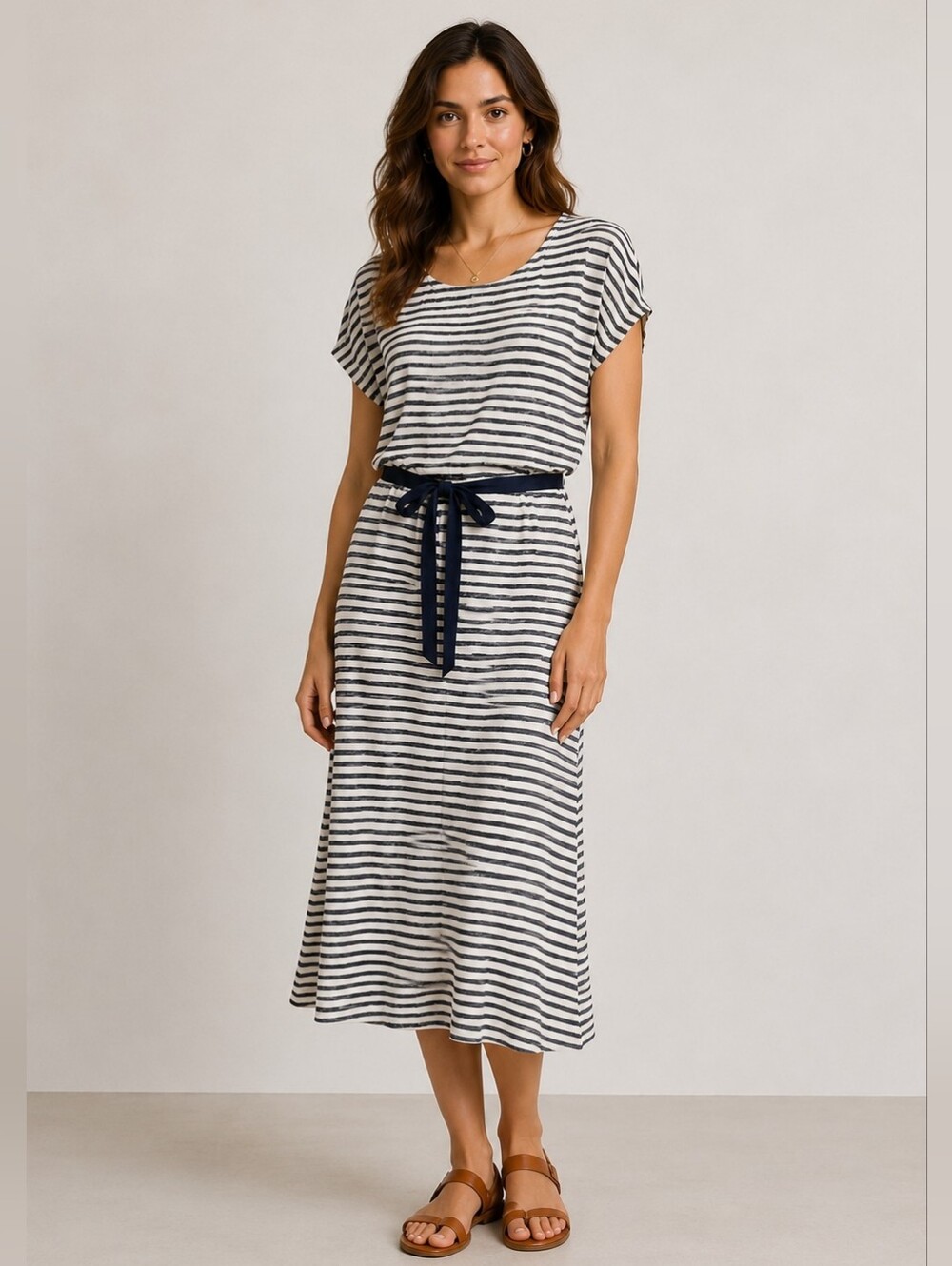 Day Birger Et Mikkelsen Anthropologie Linen Dress Navy White Stripe Open Back M